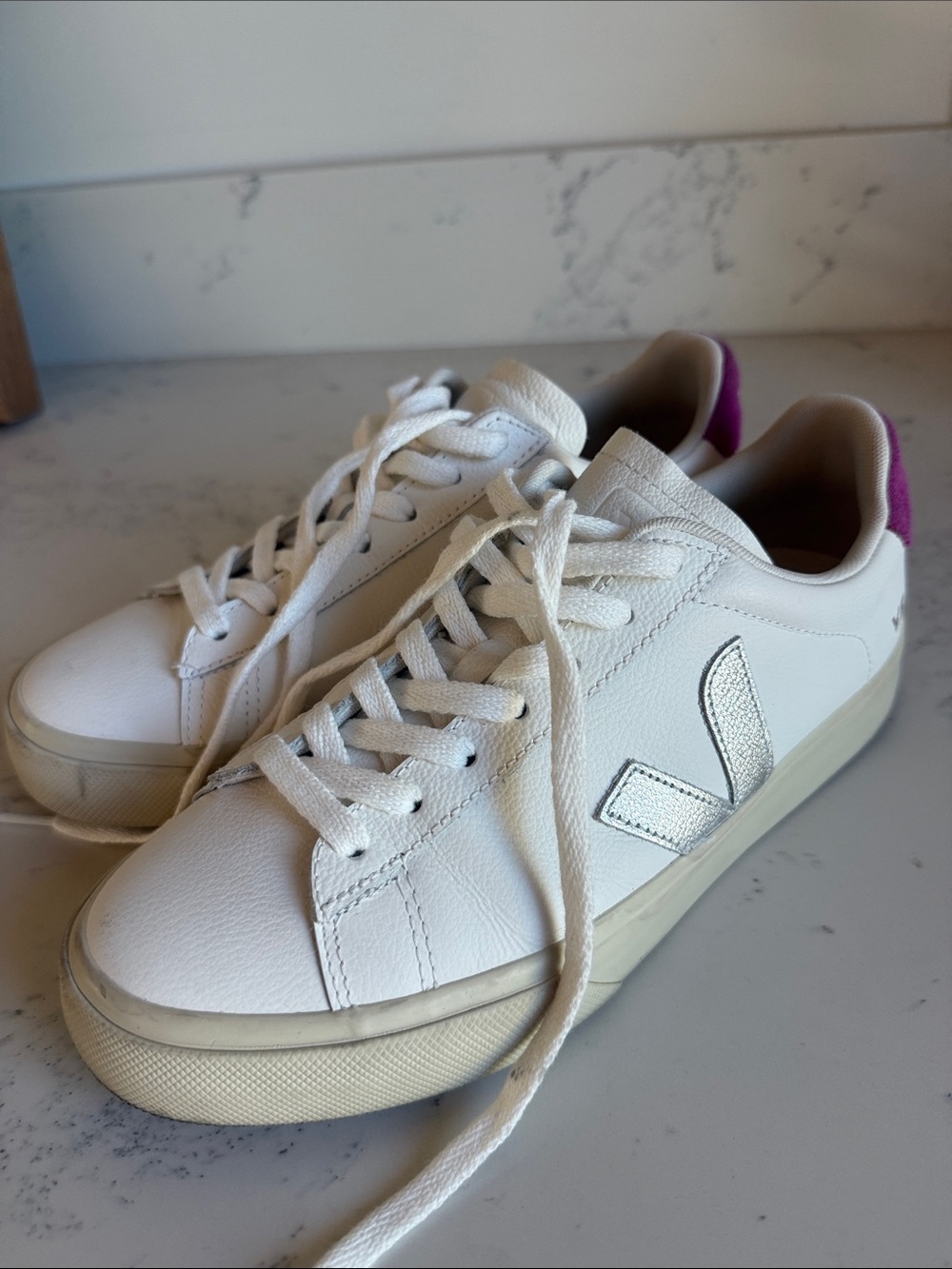 Veja Campo Sneakers Color White Silver Ultraviolet women’s size 7.5 - Picture 5 of 12